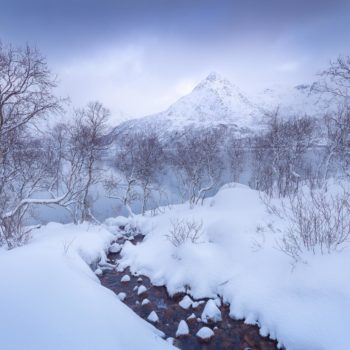 Paysage hivernal des îles Vesteralen en Norvège