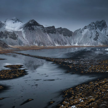 Stokness à marée basse sous la neige