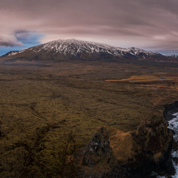Panorama du volcan Snaefelsnessjokull en Islande