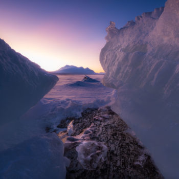 Sur le lac de glace en laponie