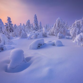 Coucher de soleil sur un tuntunri en Finlande